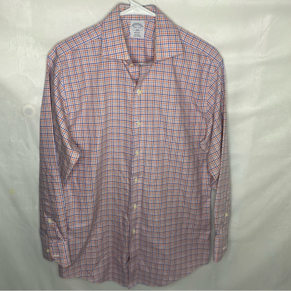 Brooks Brothers Regent Fit Gingham/Trad Mens Non-Iron Dress Shirt 15.5 32/33